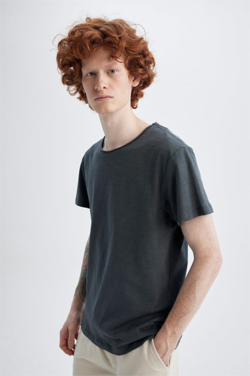 MAN Anthracite Slim Fit Crew Neck Basic T-Shirt