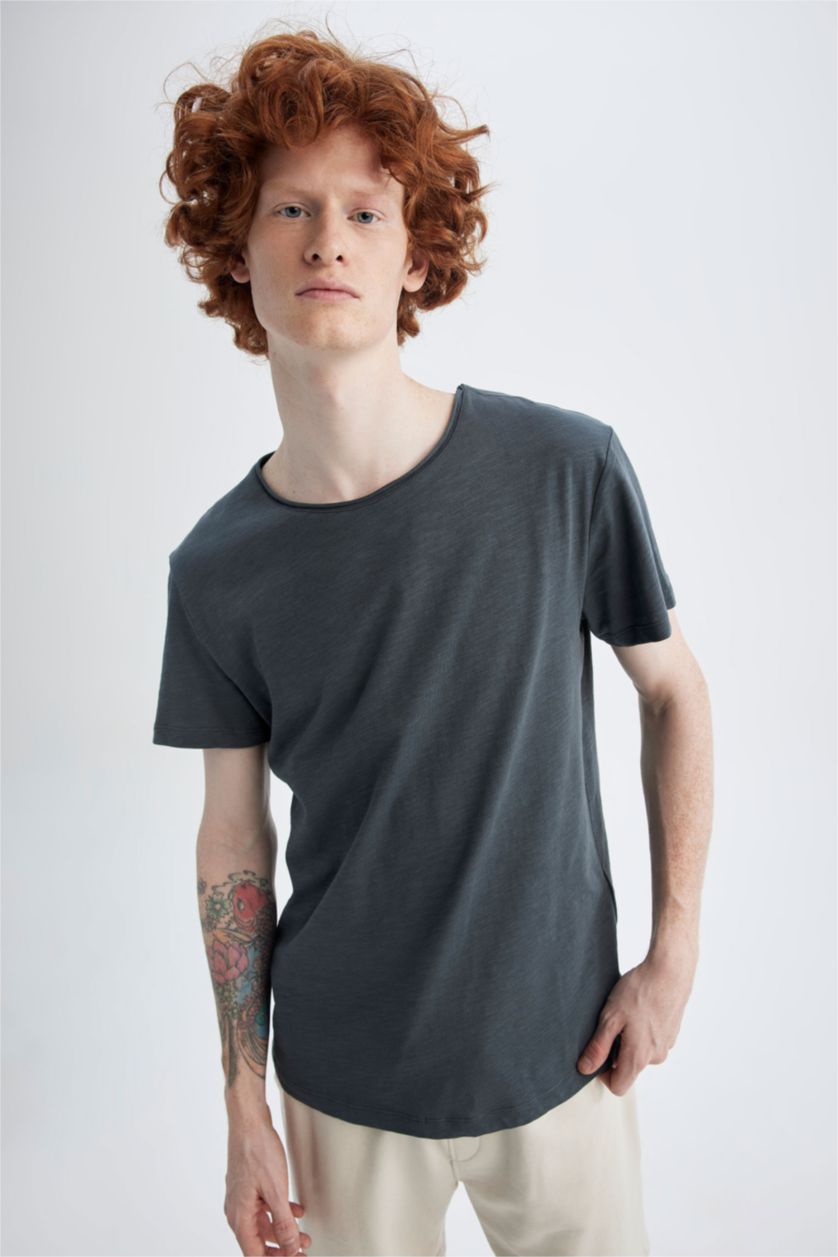 MAN Anthracite Slim Fit Crew Neck Basic T-Shirt