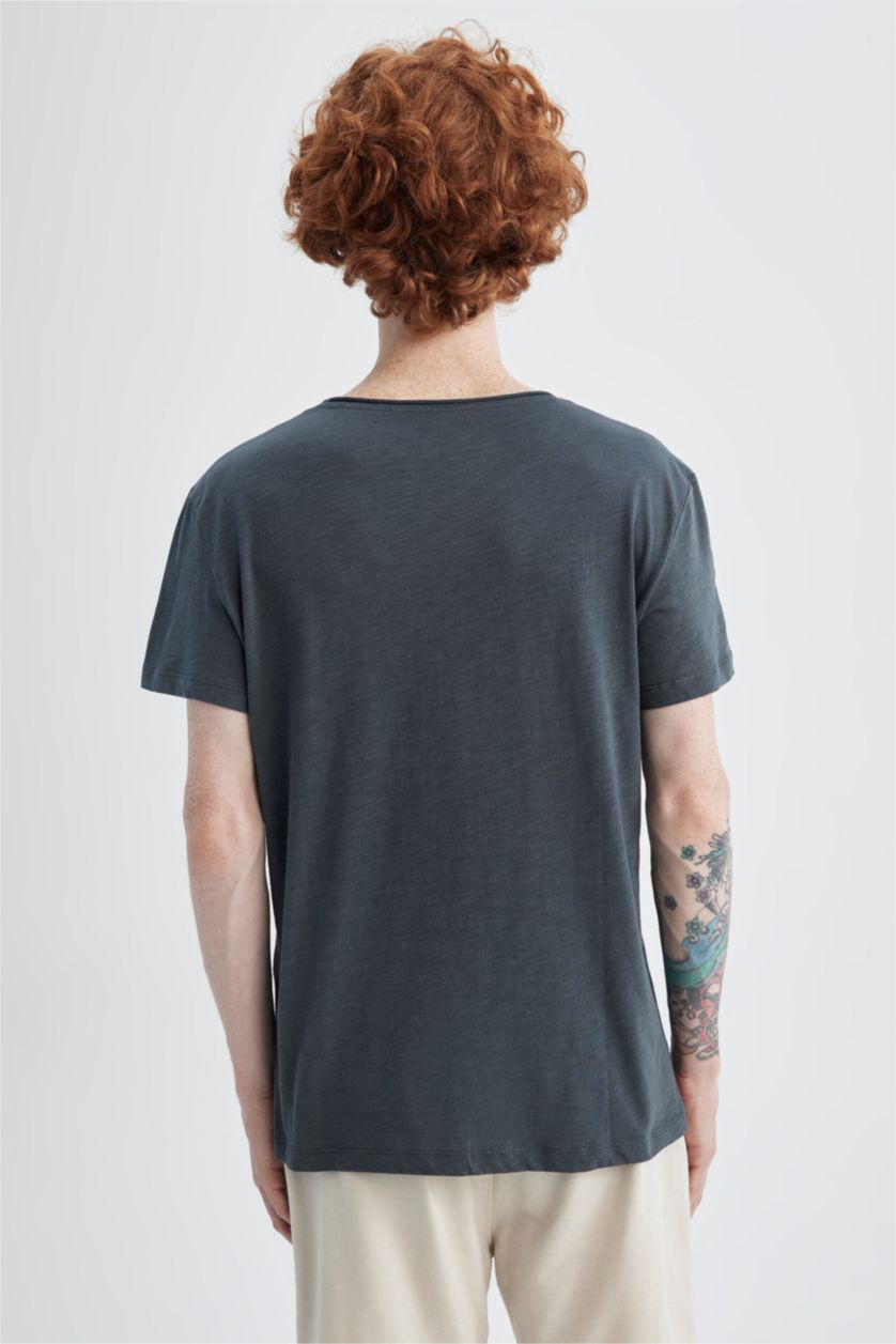 MAN Anthracite Slim Fit Crew Neck Basic T-Shirt