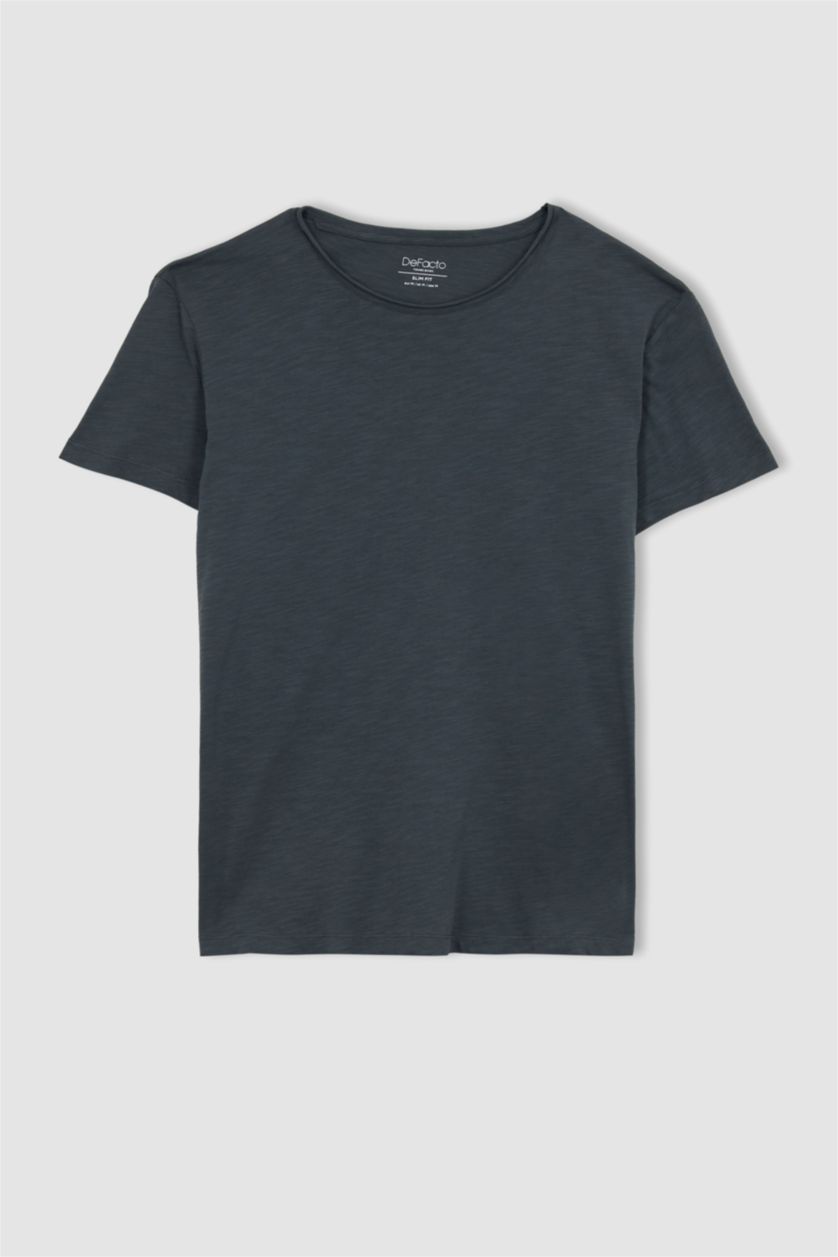 MAN Anthracite Slim Fit Crew Neck Basic T-Shirt