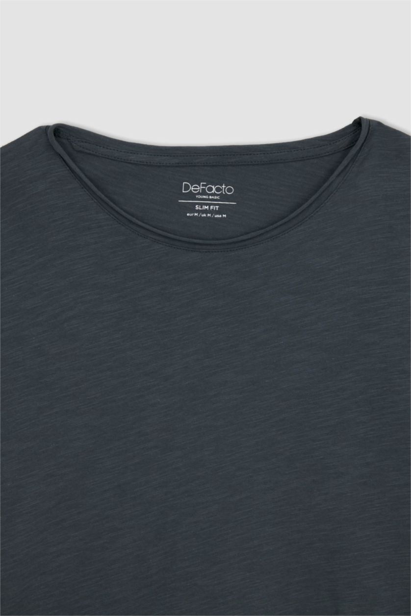 MAN Anthracite Slim Fit Crew Neck Basic T-Shirt