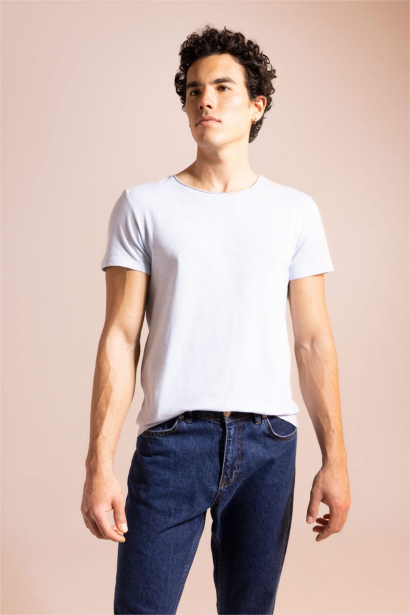 MAN Light Blue Slim Fit Short Sleeve T-Shirt