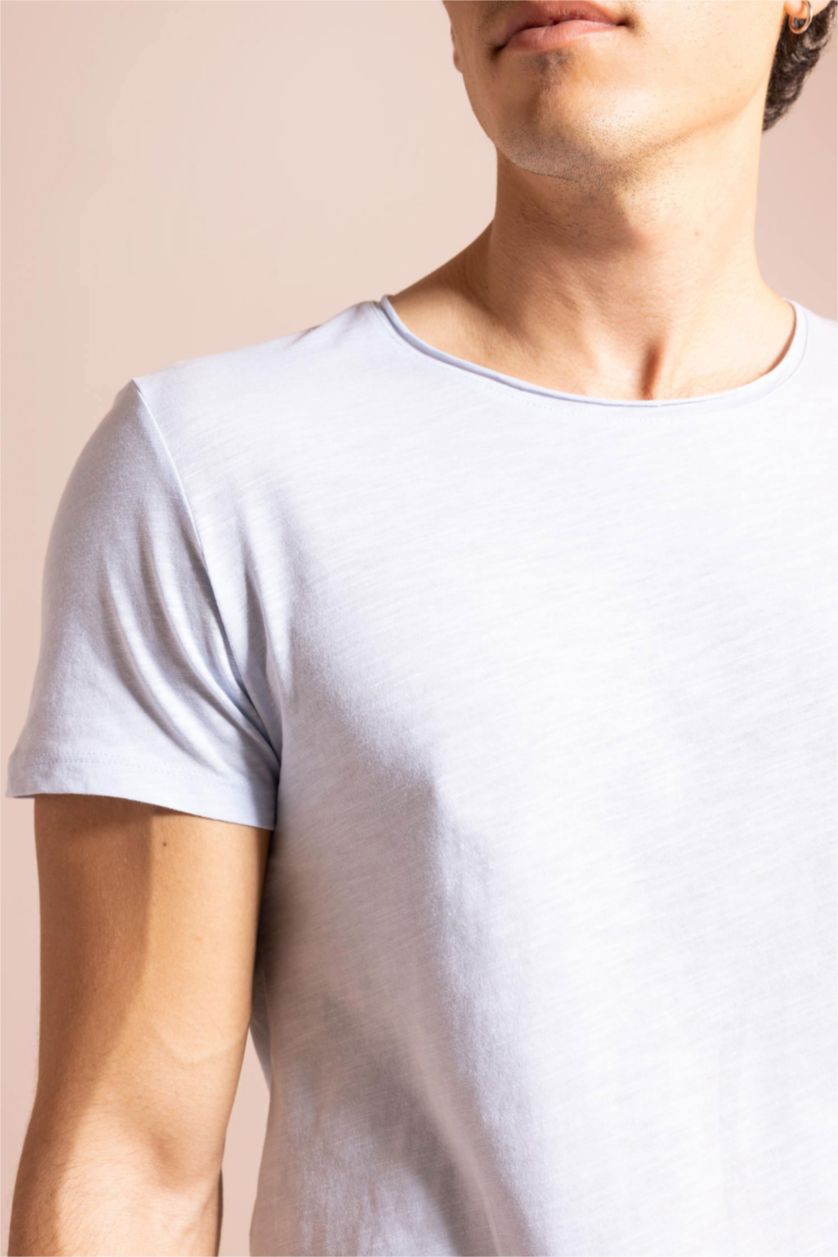 MAN Light Blue Slim Fit Short Sleeve T-Shirt