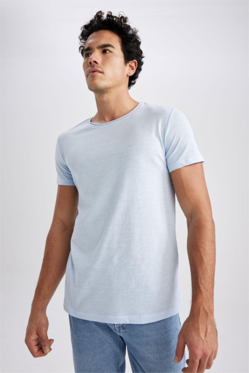 MAN Light Blue Slim Fit Short Sleeve T-Shirt