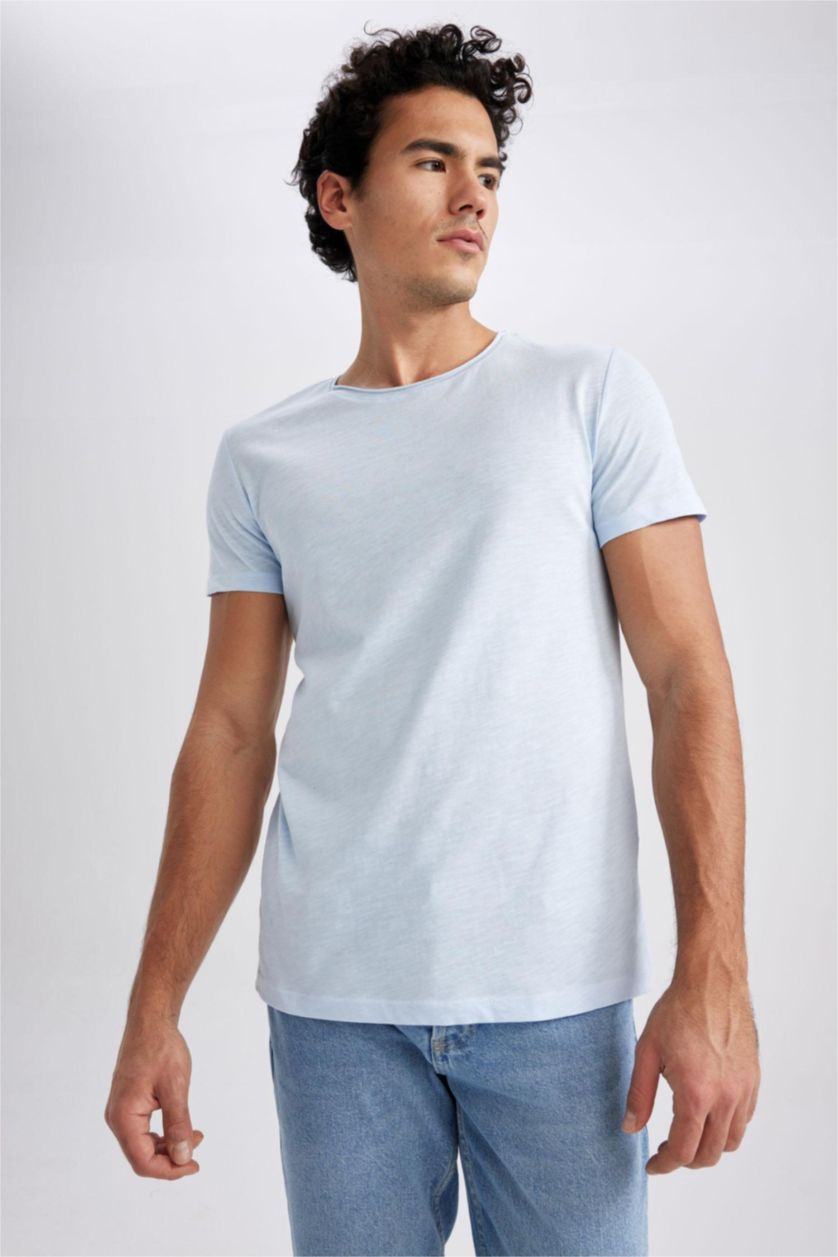 MAN Light Blue Slim Fit Short Sleeve T-Shirt