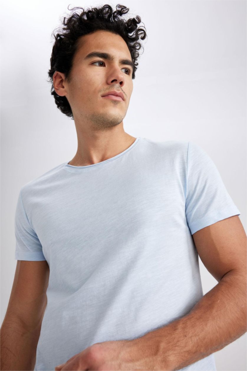 MAN Light Blue Slim Fit Short Sleeve T-Shirt