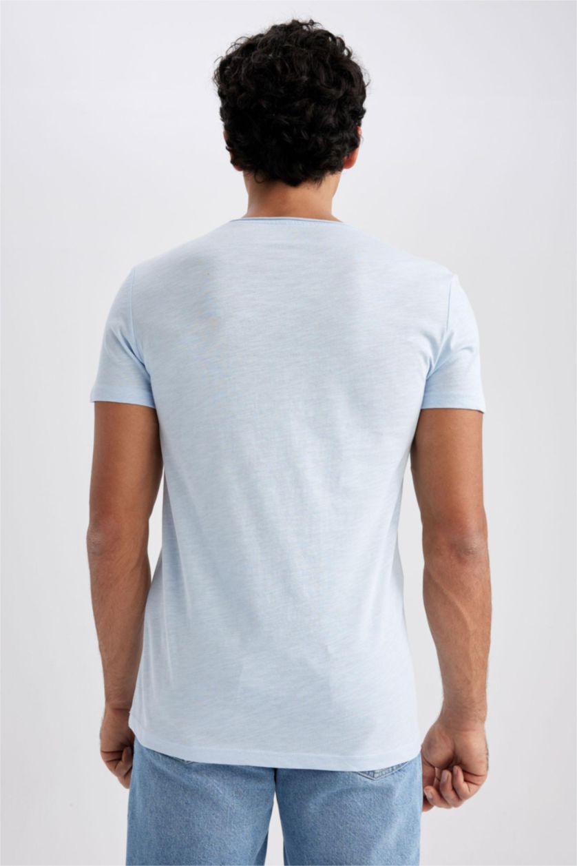 MAN Light Blue Slim Fit Short Sleeve T-Shirt