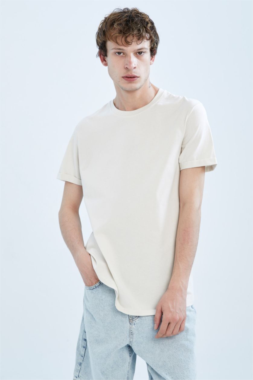 MAN Stone Long Fit Long Crew Neck Basic T-Shirt
