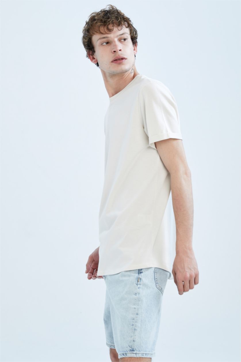 MAN Stone Long Fit Long Crew Neck Basic T-Shirt