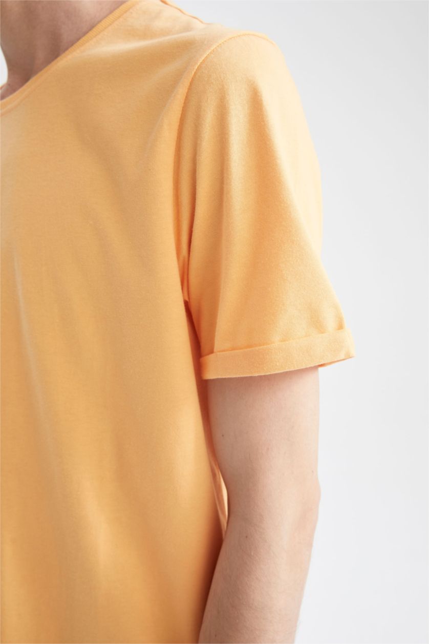 MAN Light Orange Long Fit Short Sleeve T-Shirt