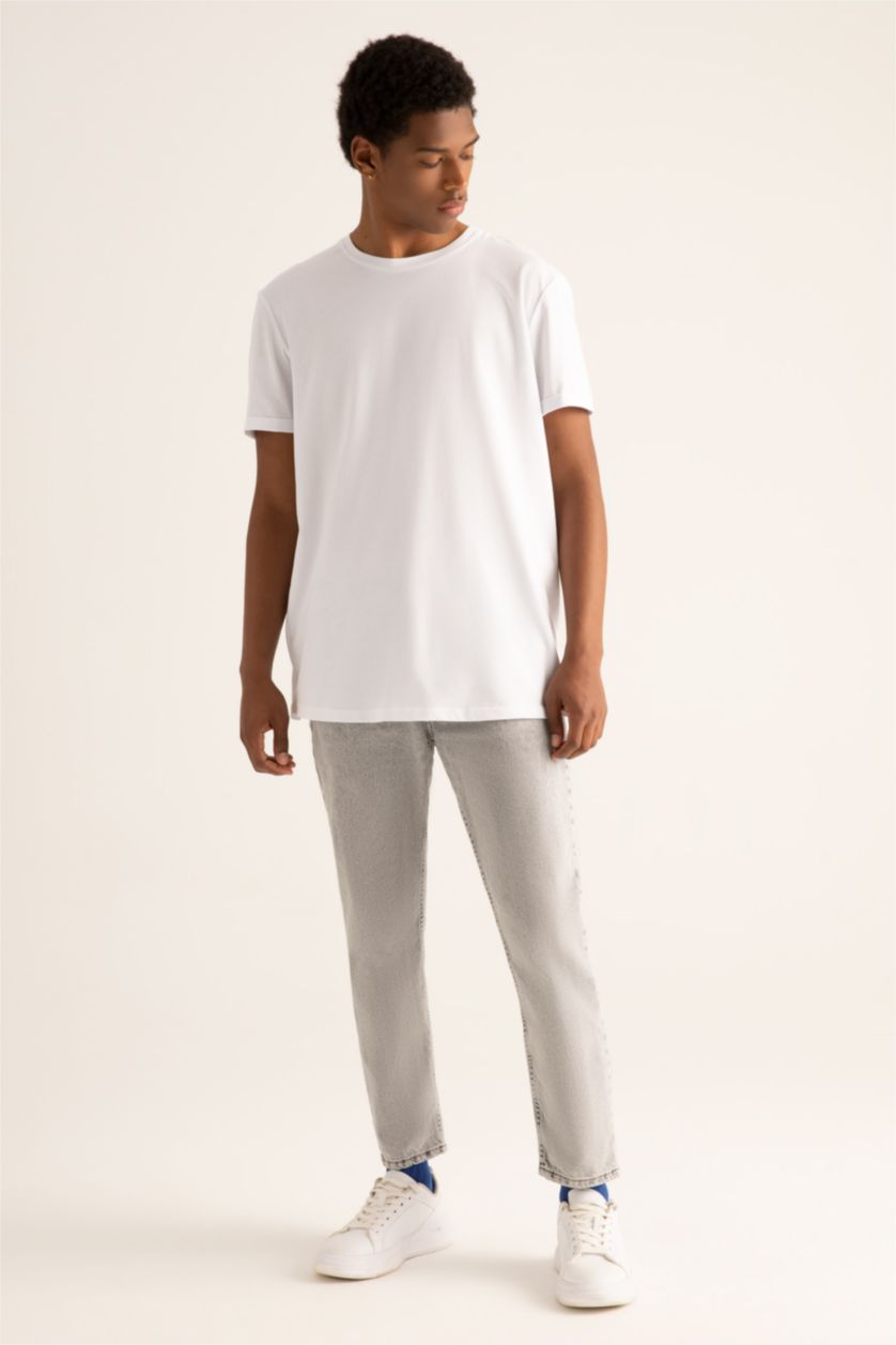 رجالي أبيض Long Fit Short Sleeve T-Shirt