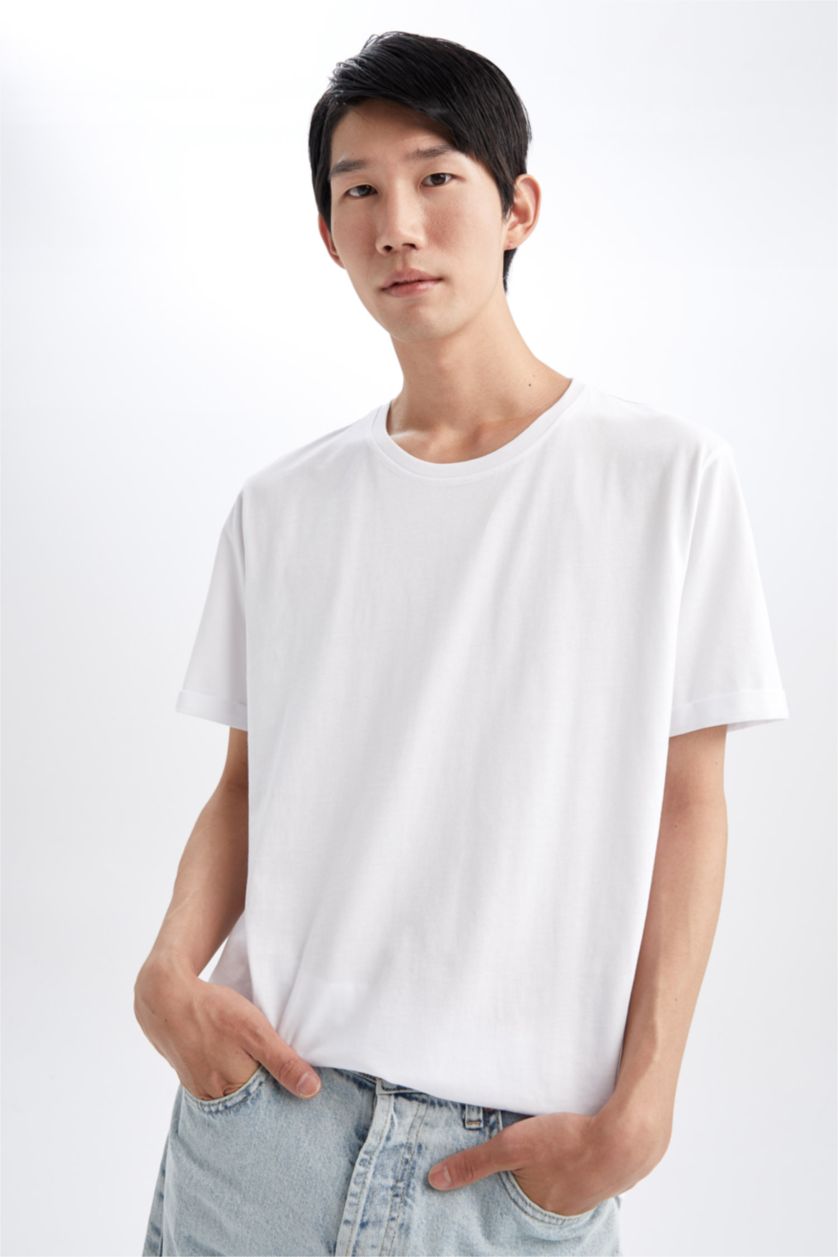 رجالي أبيض Long Fit Short Sleeve T-Shirt