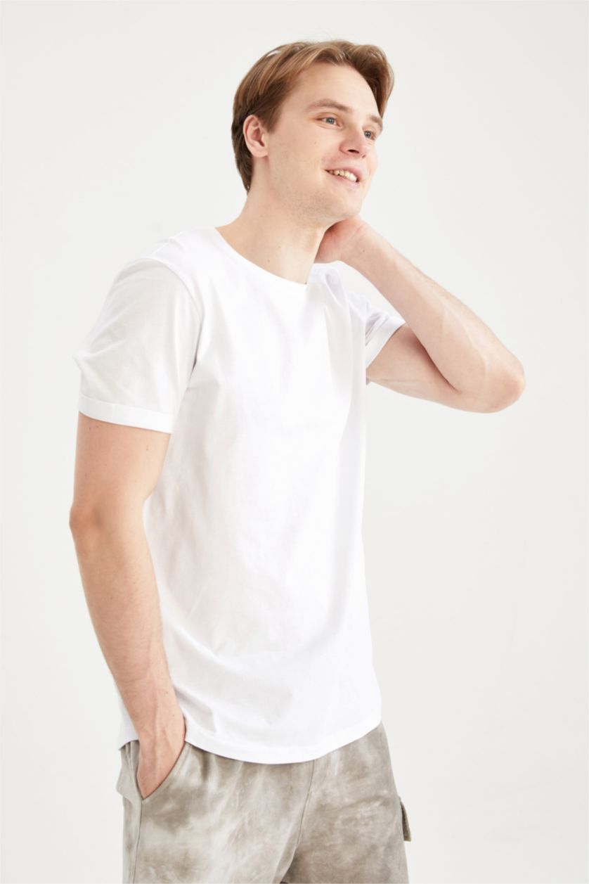 رجالي أبيض Long Fit Short Sleeve T-Shirt