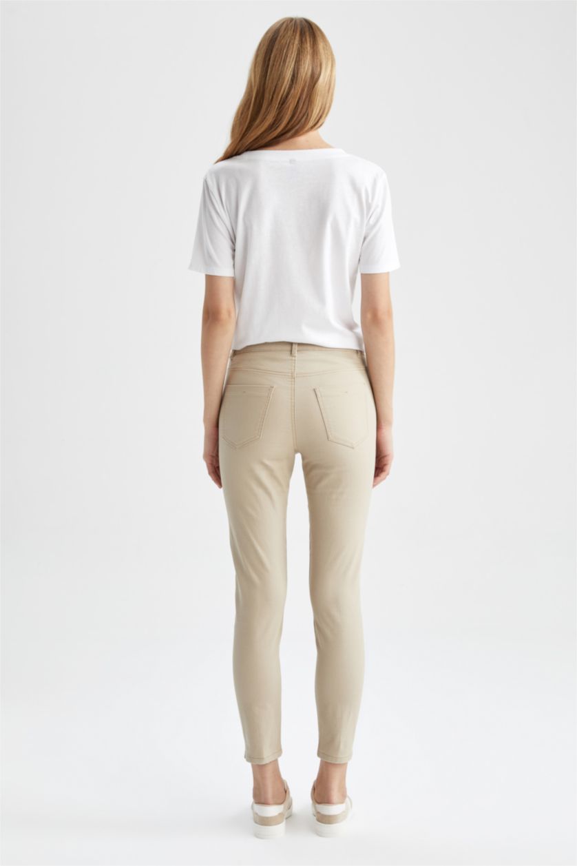 FEMME Beige Normal Waist Skinny Fit Trousers