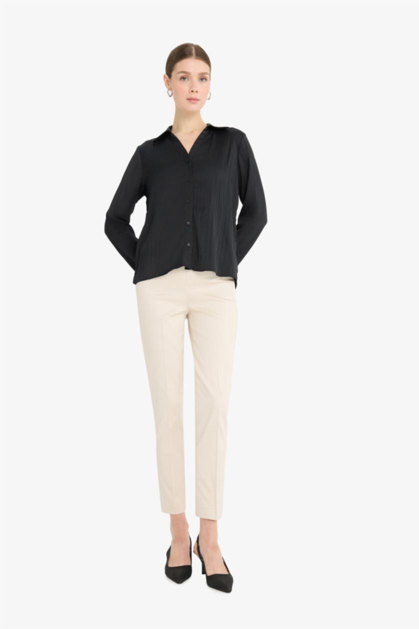 WOMAN Stone Elastic Band Cigarette Fit Trousers