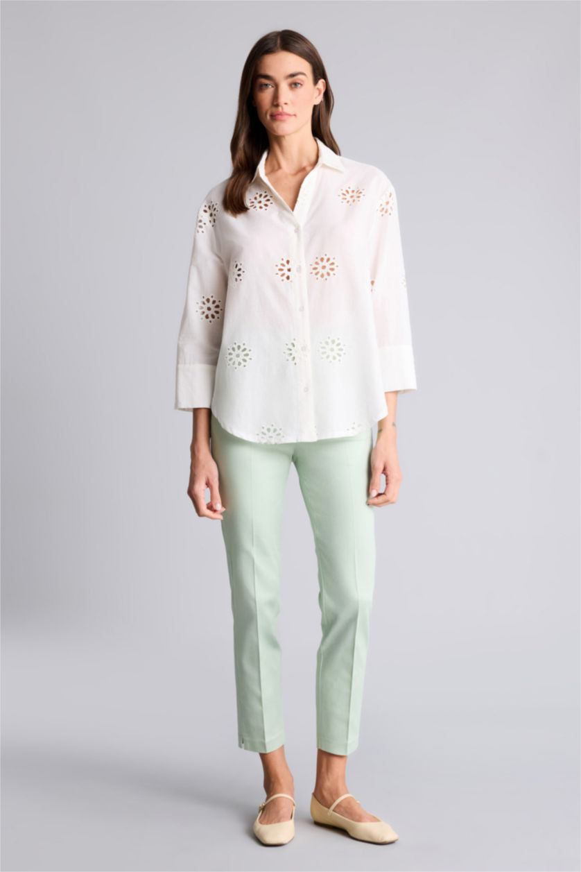 WOMAN Mint Cigarette Fit Super Skinny Hem Satin Trousers