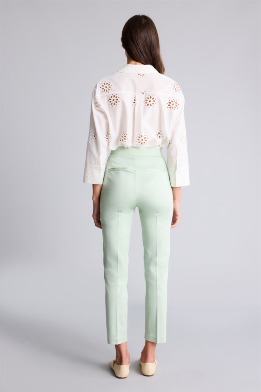 WOMAN Mint Cigarette Fit Super Skinny Hem Satin Trousers