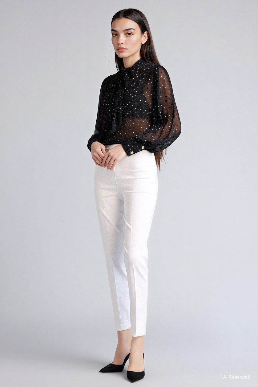 WOMAN White Cigarette Fit Super Skinny Hem Satin Trousers