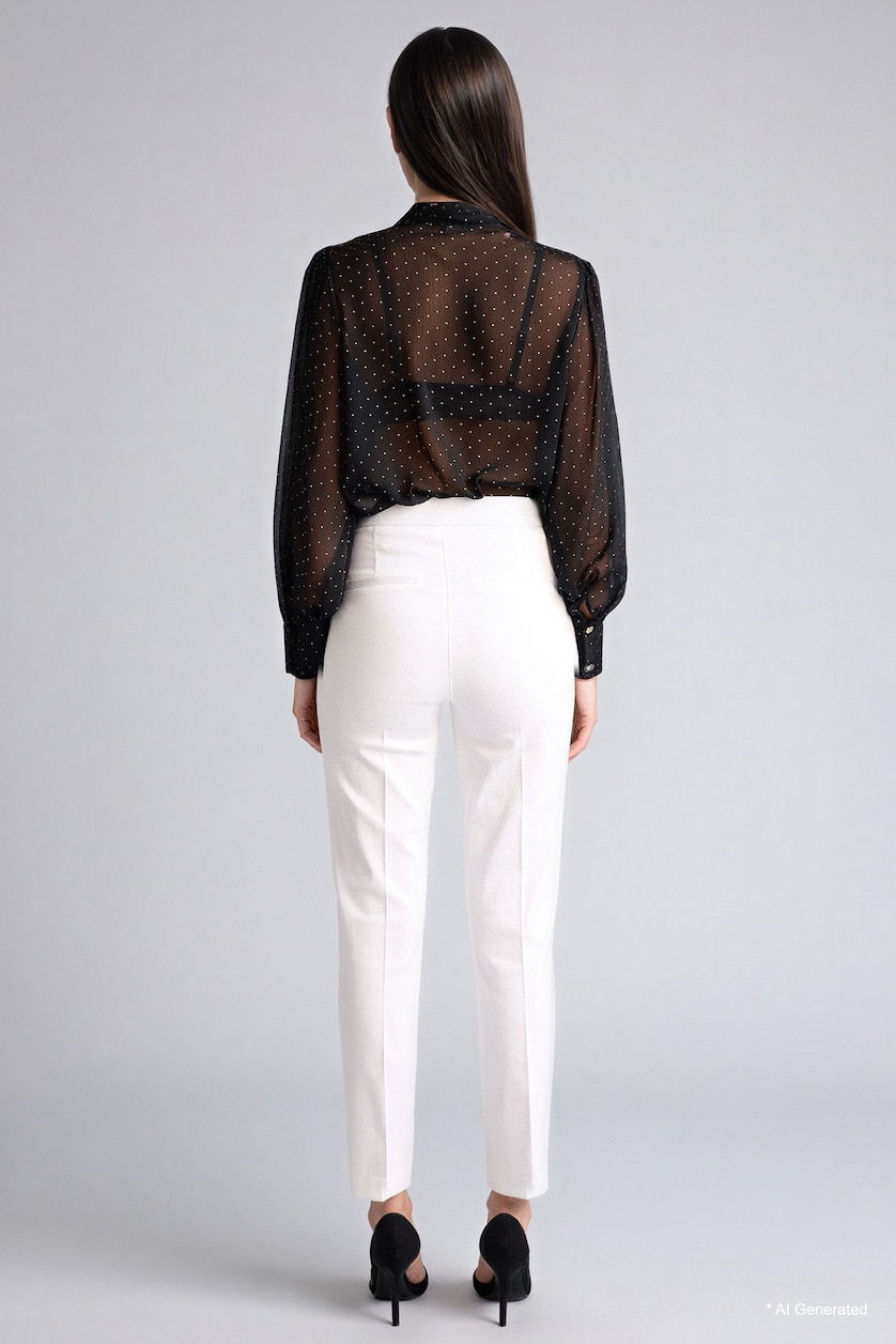 WOMAN White Cigarette Fit Super Skinny Hem Satin Trousers