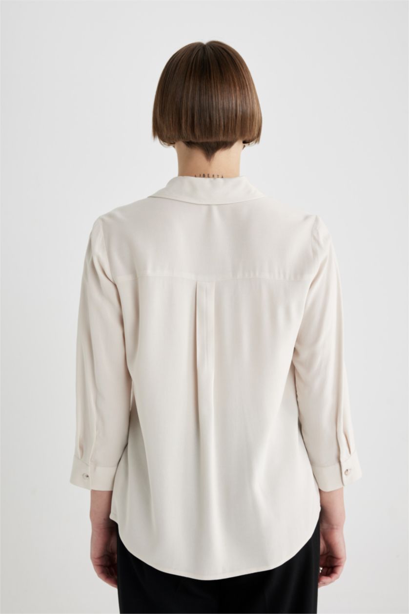 WOMAN Beige Regular Fit Long Sleeve Shirt