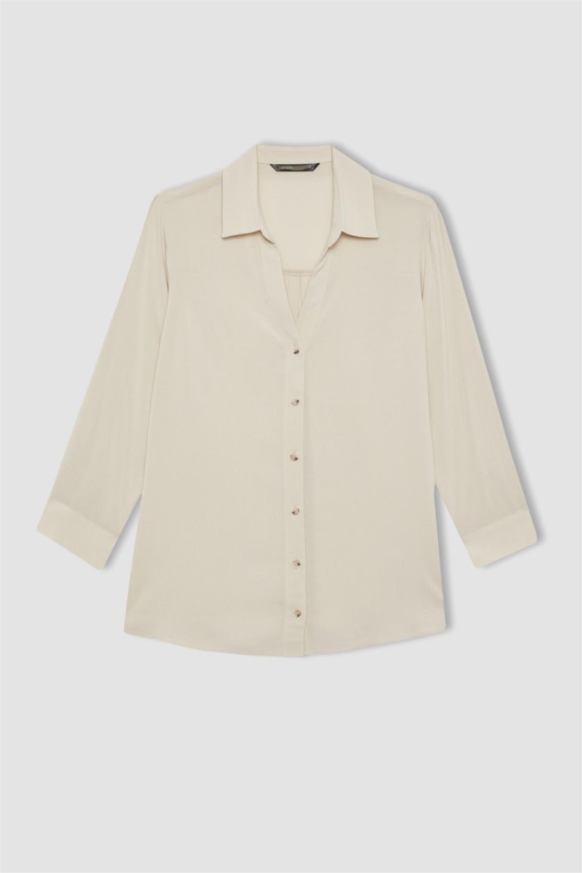 WOMAN Beige Regular Fit Long Sleeve Shirt