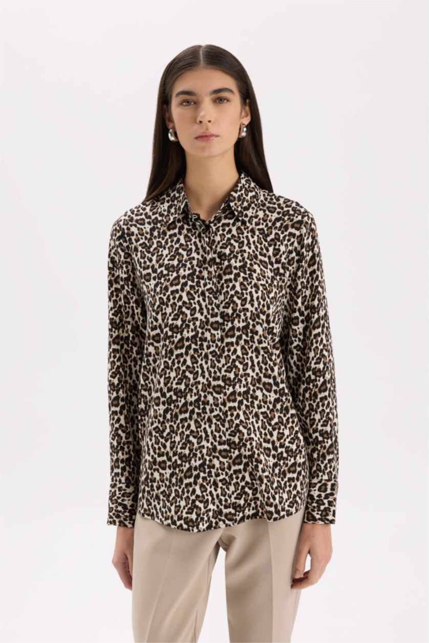 FEMME Marron Regular Fit Long Sleeve Shirt