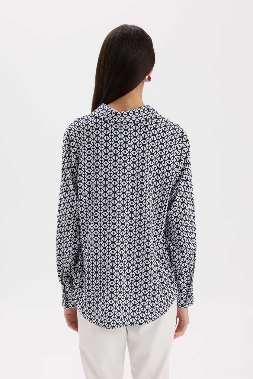 WOMAN White Regular Fit Shirt Collar Long Sleeve Shirt