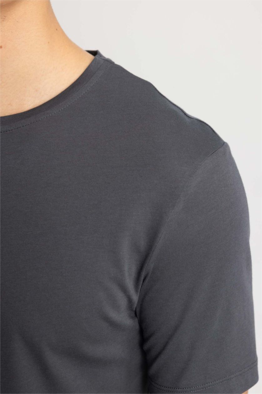 MAN Anthracite Slim FitCrew Neck Premium Cotton Basic T-Shirt