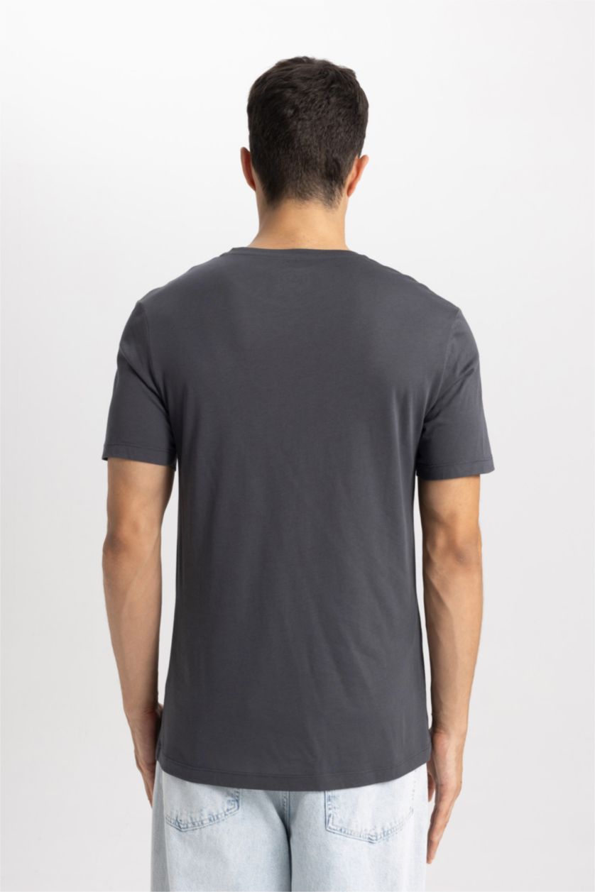 MAN Anthracite Slim FitCrew Neck Premium Cotton Basic T-Shirt