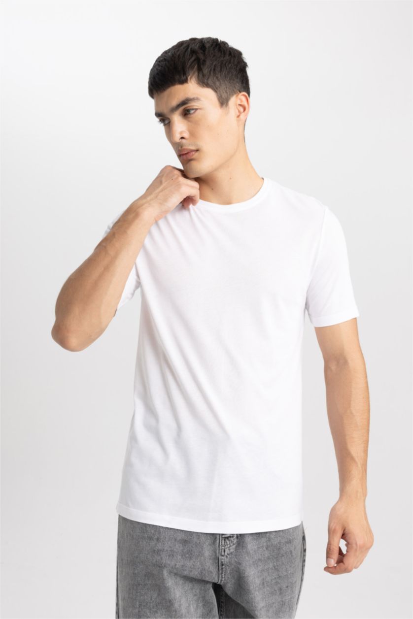 رجالي أبيض Slim Fit Short Sleeve T-Shirt