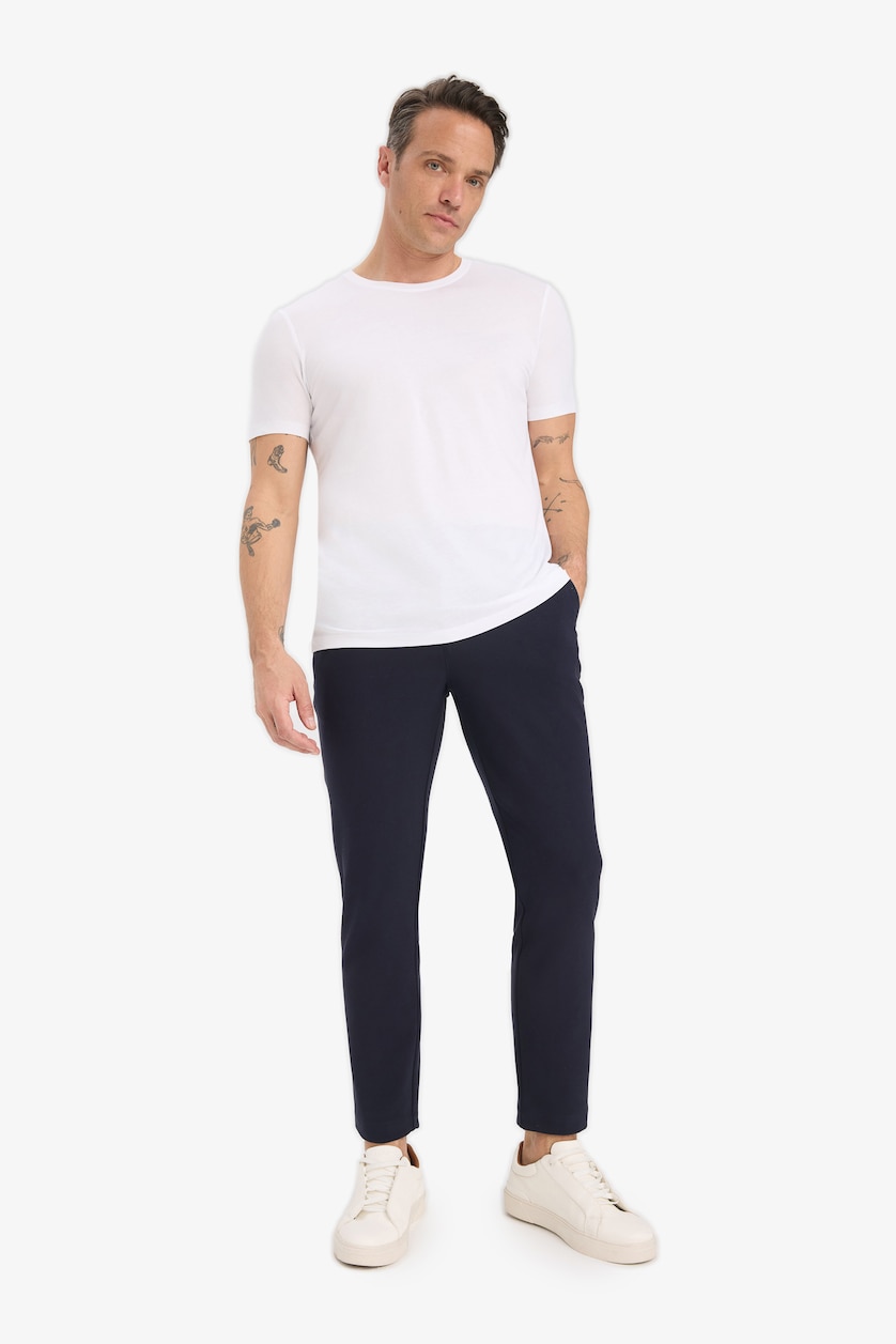 Erkek Beyaz Slim Fit Modal Pamuklu Basic Tişört