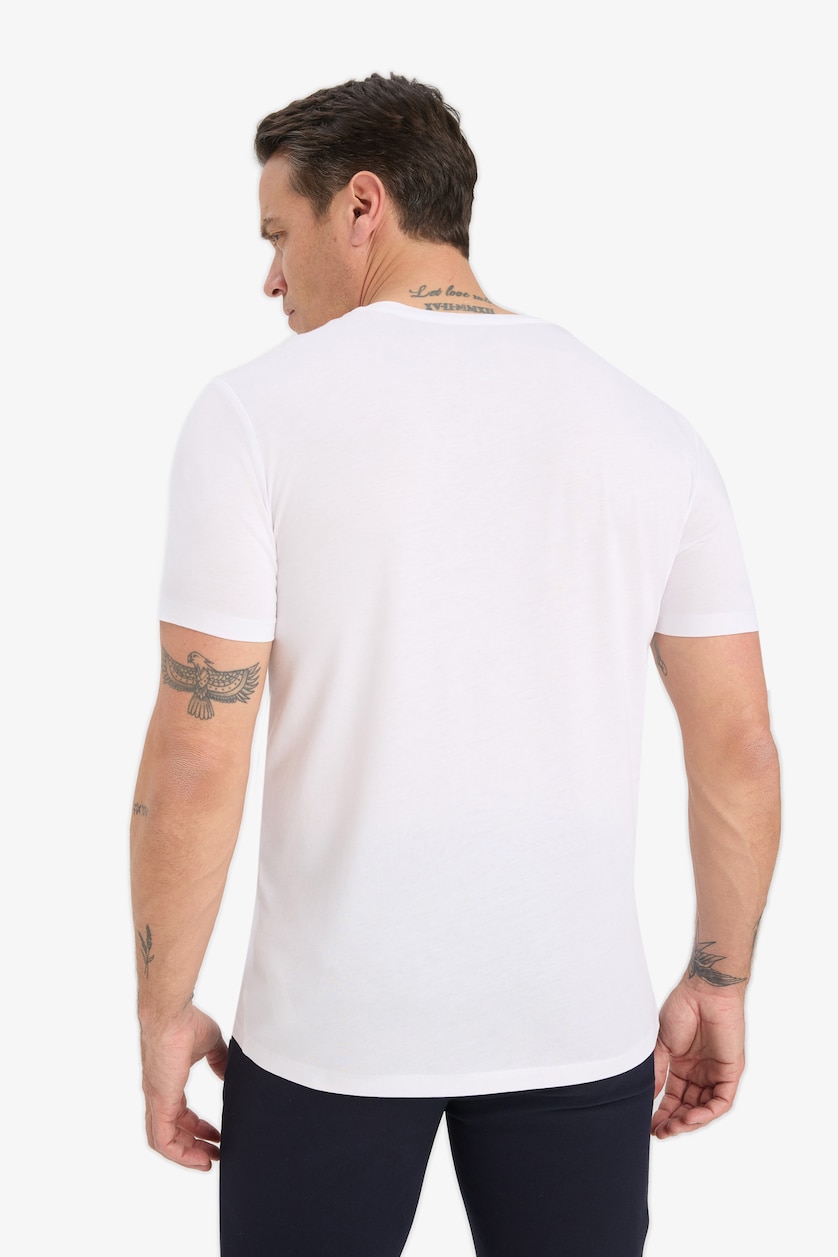 Erkek Beyaz Slim Fit Modal Pamuklu Basic Tişört