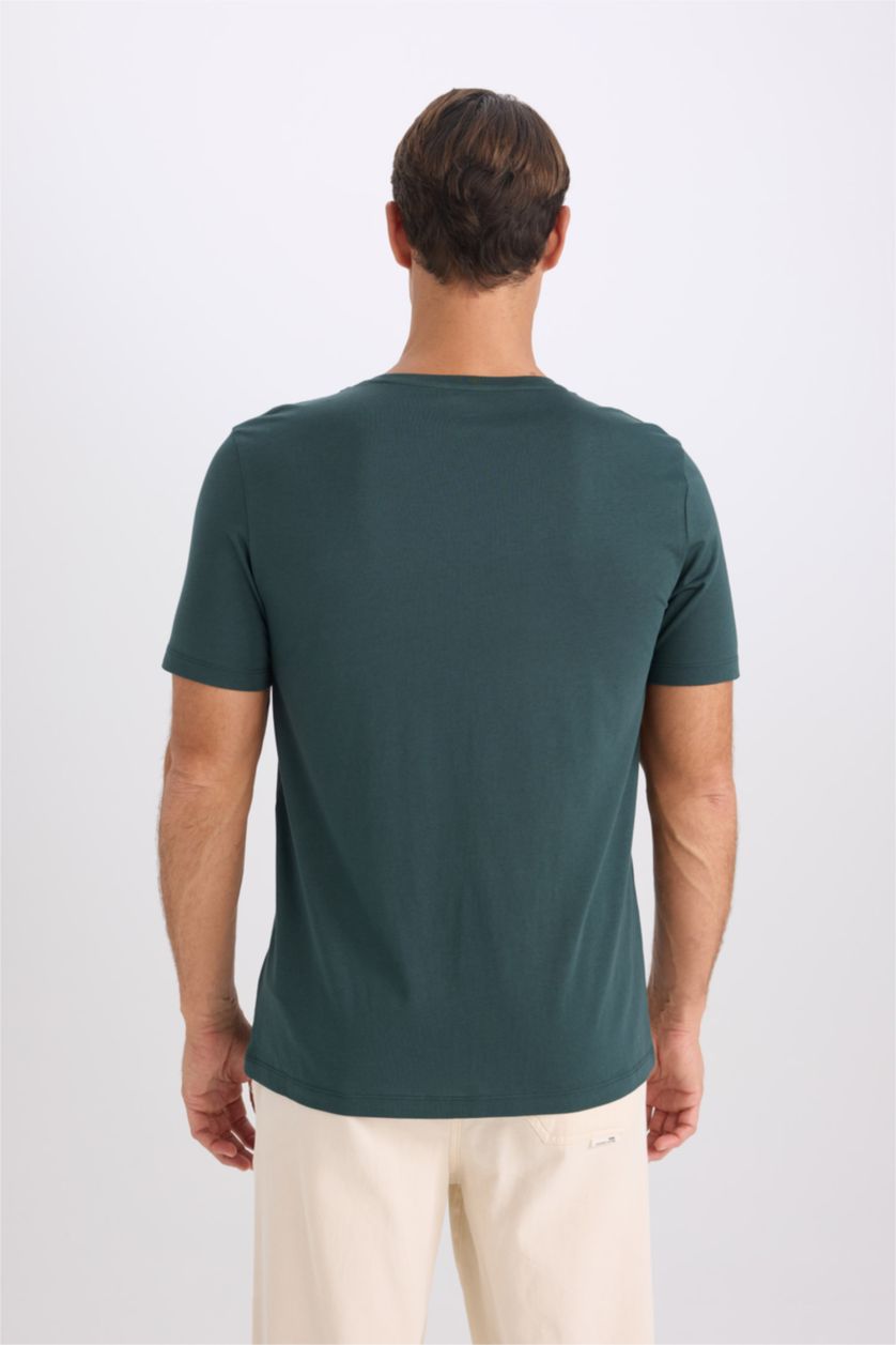 HOMME Vert Foncé T-shirt slim à manches courtes en modal et coton