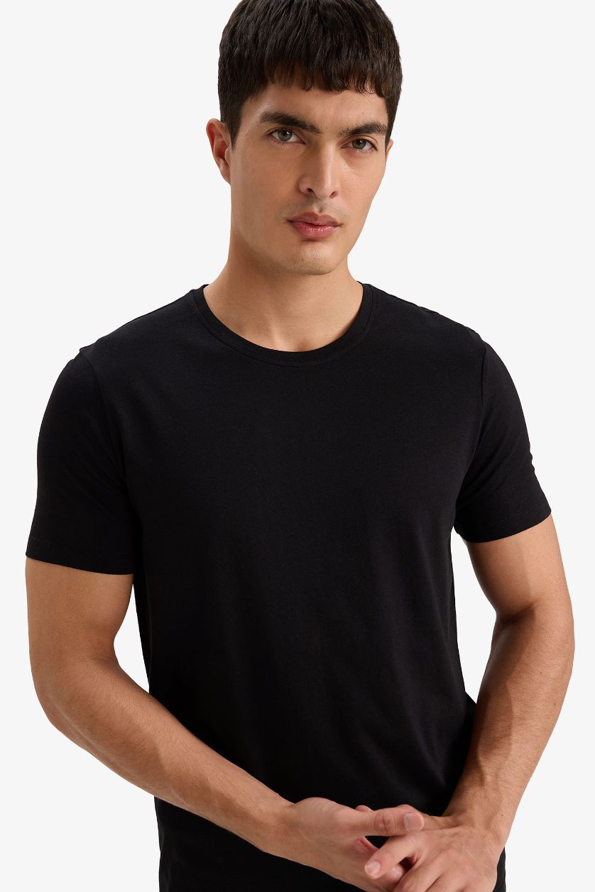 MAN Black Slim Fit Crew Neck Short Sleeve T-Shirt