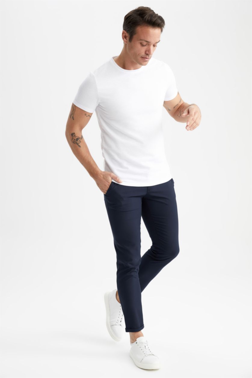 HOMME Blanc T-Shirt Coupe Slim Col Rond