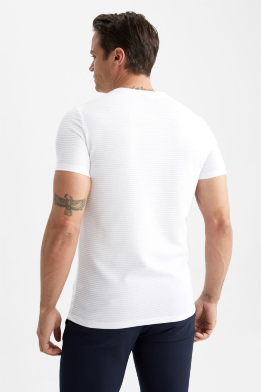 HOMME Blanc T-Shirt Coupe Slim Col Rond