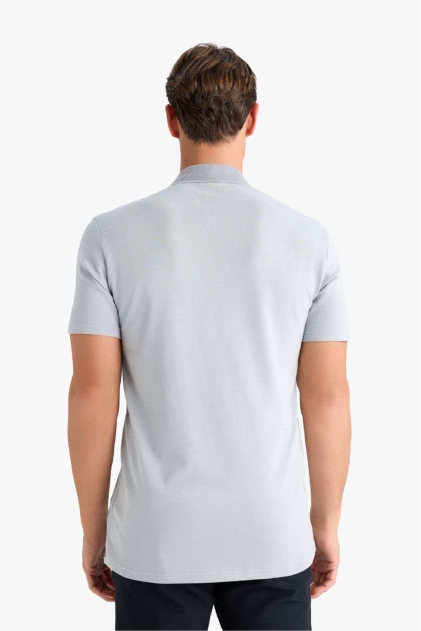 MAN Grey Slim Fit Short Sleeve Cotton Basic Polo Shirt
