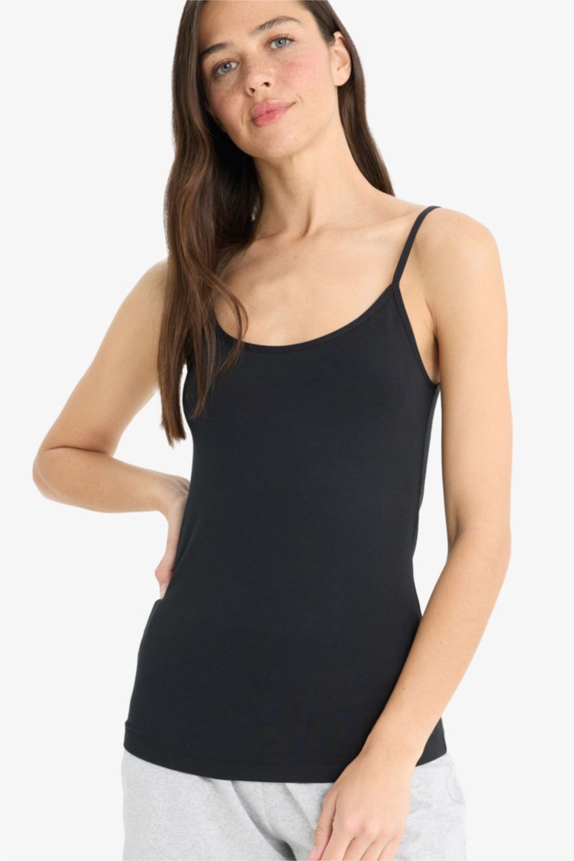 WOMAN Black Fall in Love Regular Fit Cotton Undershirt