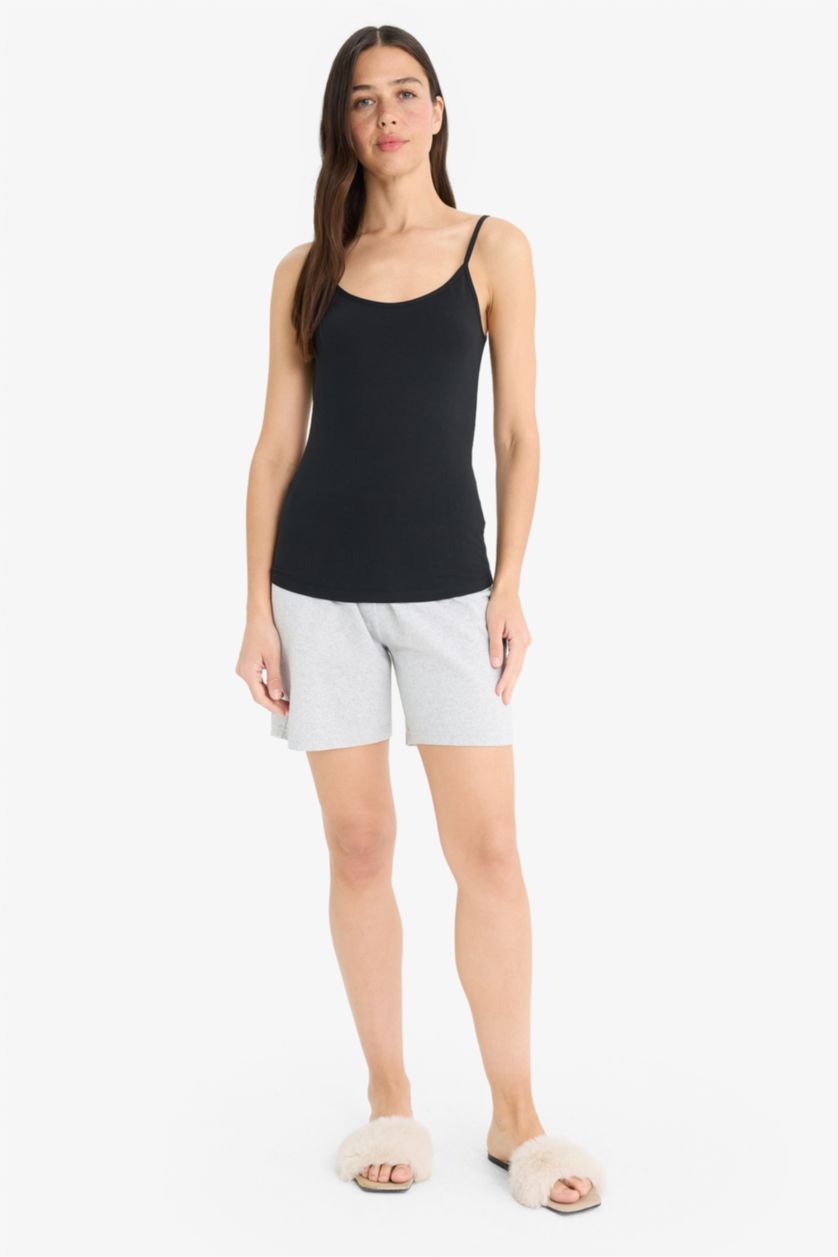 WOMAN Black Fall in Love Regular Fit Cotton Undershirt