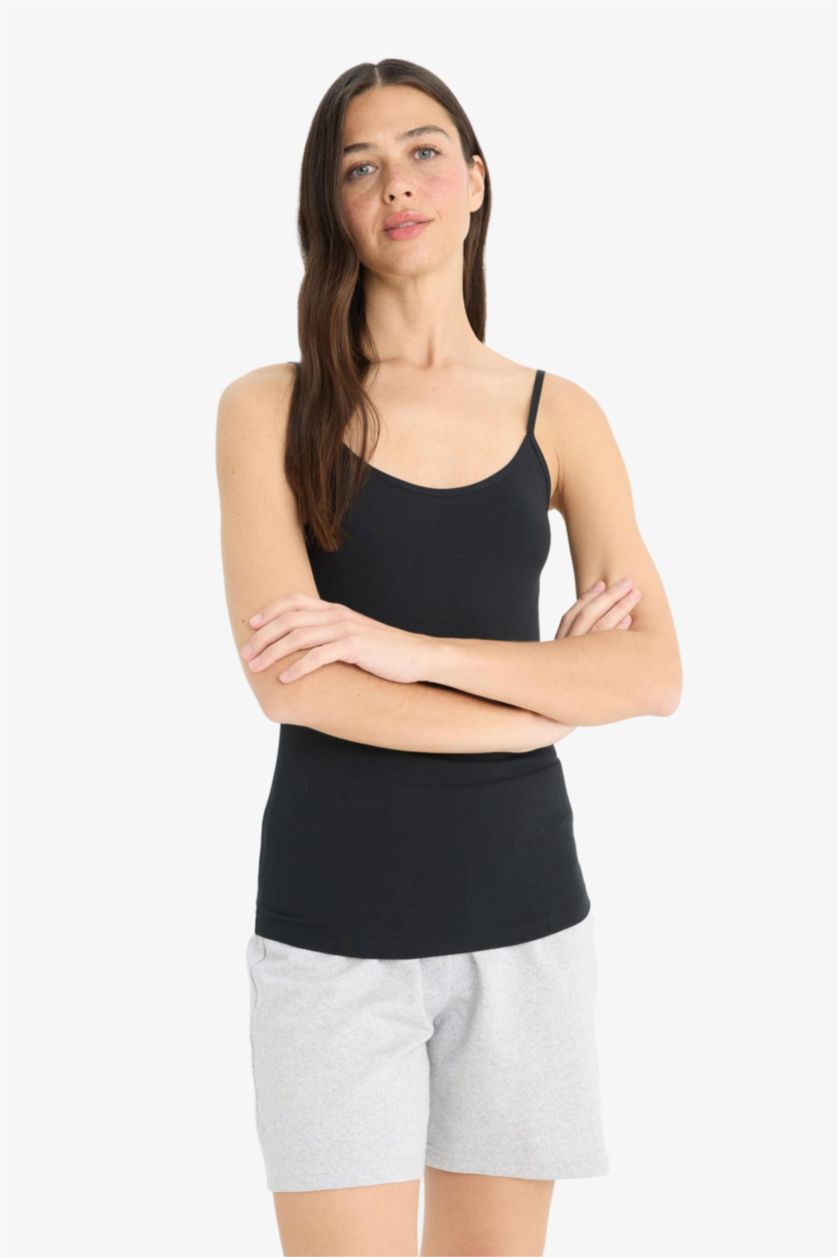 WOMAN Black Fall in Love Regular Fit Cotton Undershirt
