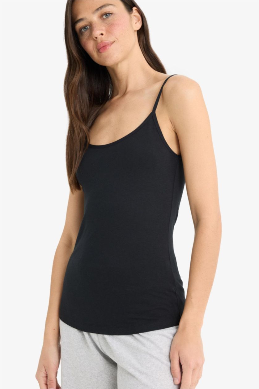 WOMAN Black Fall in Love Regular Fit Cotton Undershirt