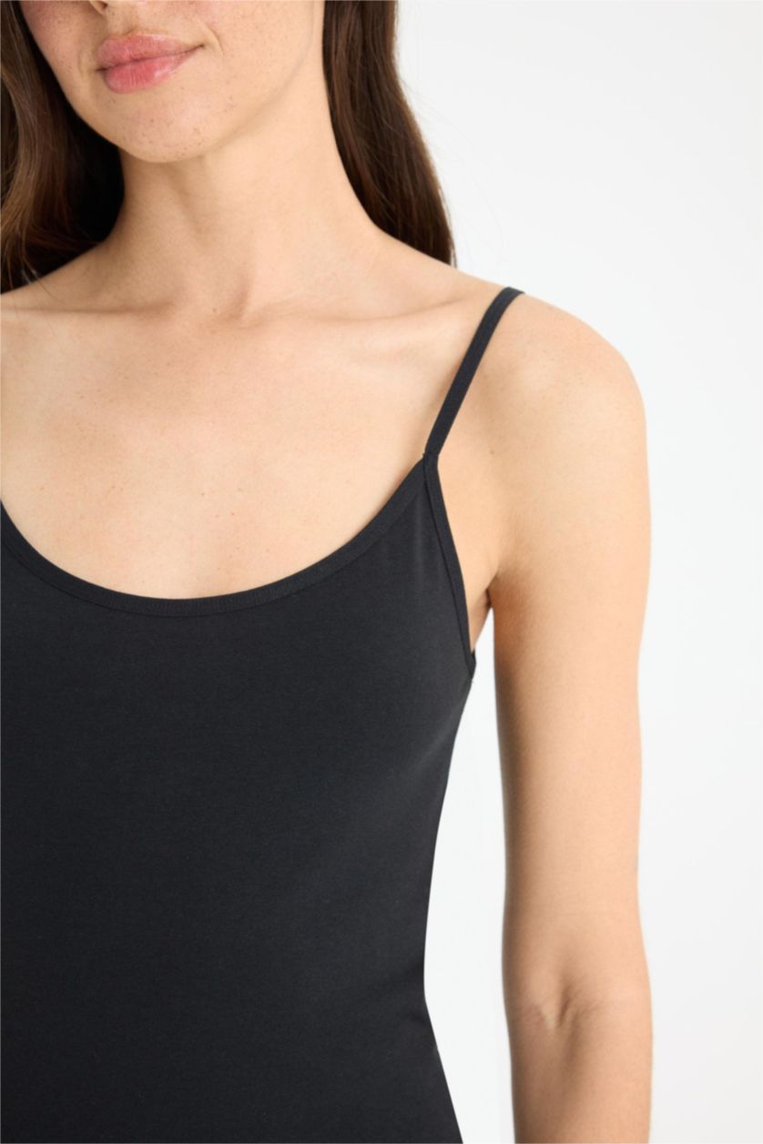 WOMAN Black Fall in Love Regular Fit Cotton Undershirt