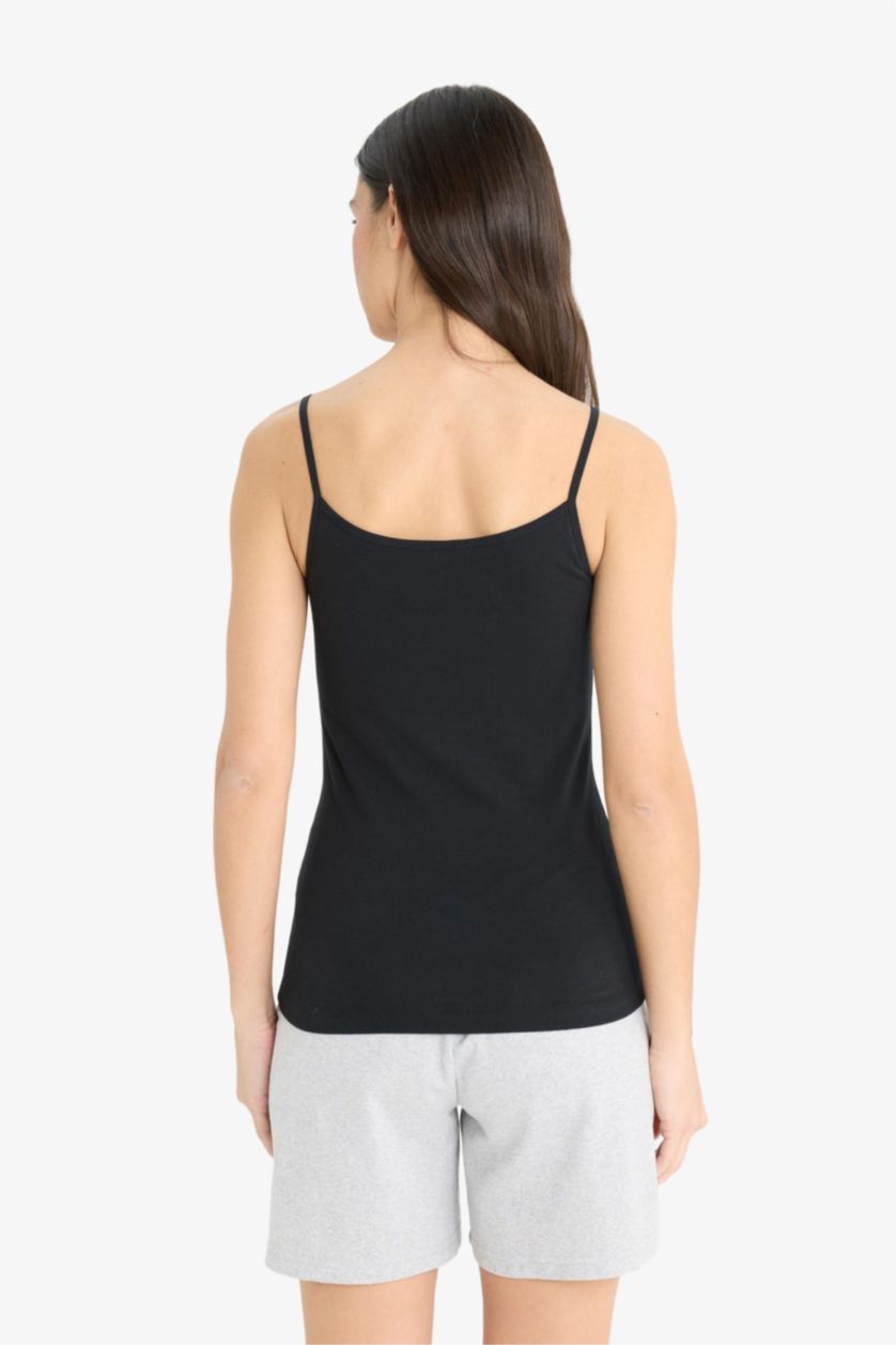 WOMAN Black Fall in Love Regular Fit Cotton Undershirt