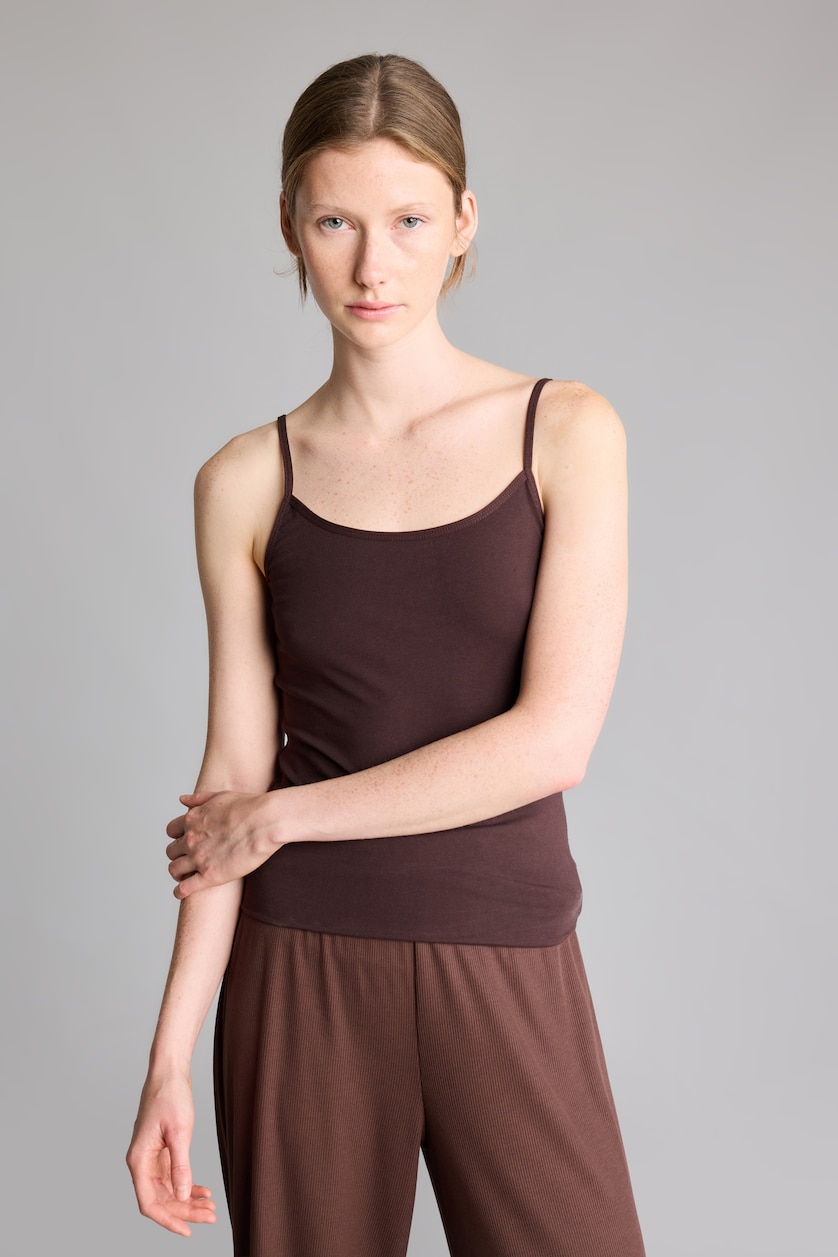 Kadın Kahve Regular Fit Askılı Pamuklu Basic Atlet