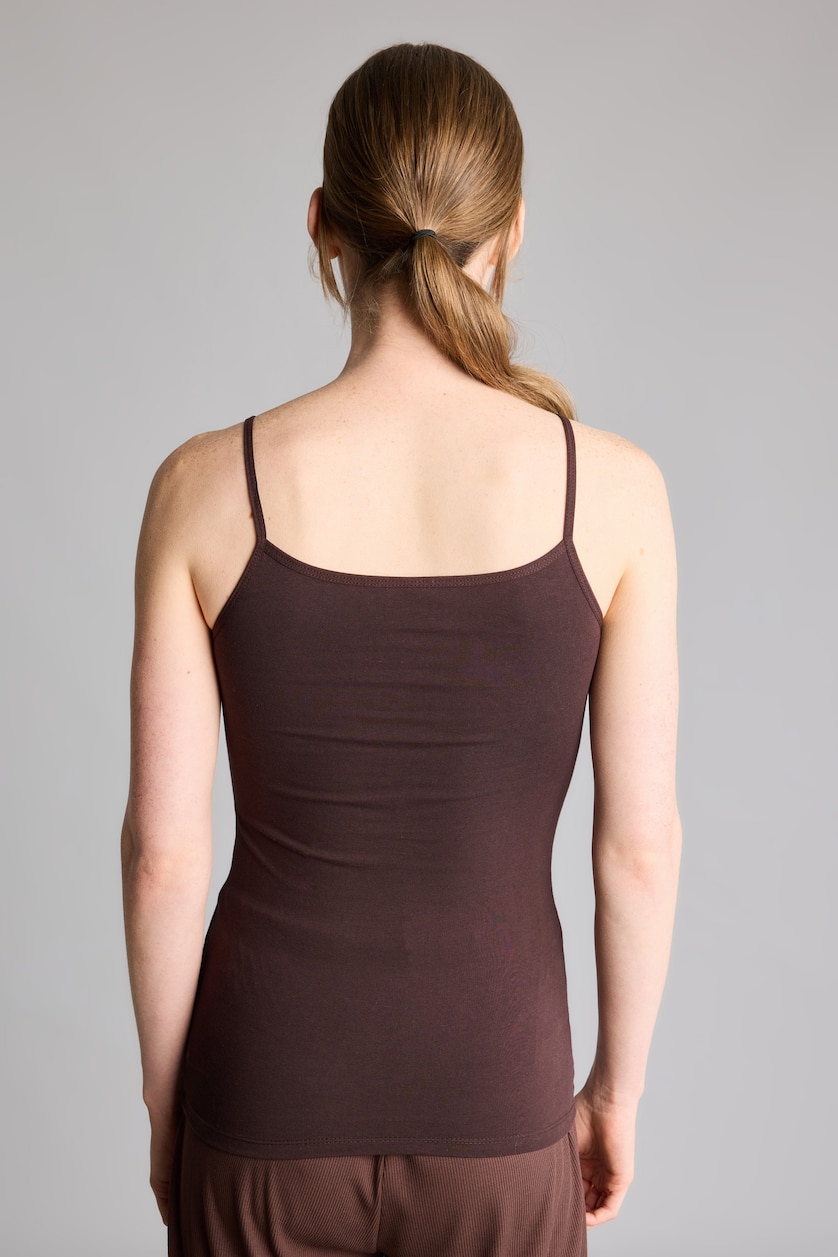 Kadın Kahve Regular Fit Askılı Pamuklu Basic Atlet