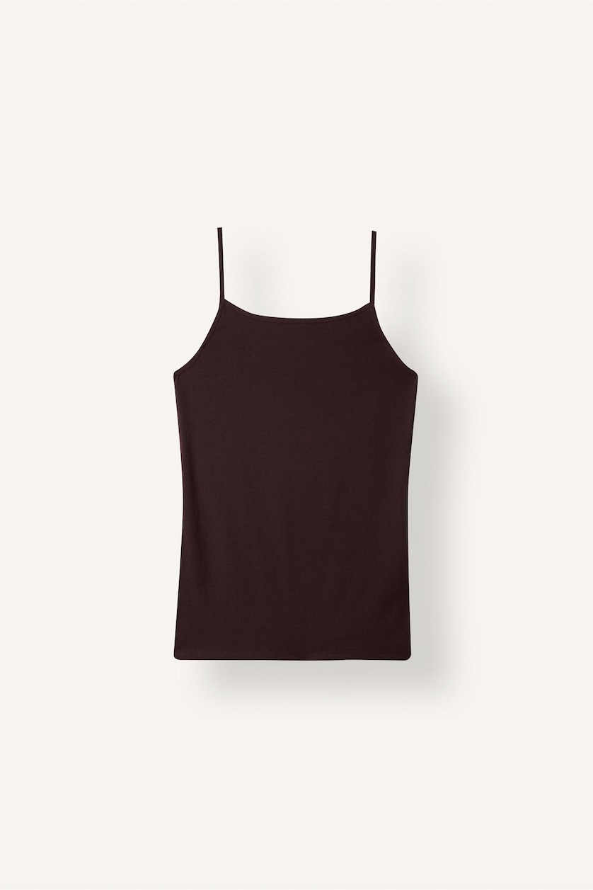 Kadın Kahve Regular Fit Askılı Pamuklu Basic Atlet