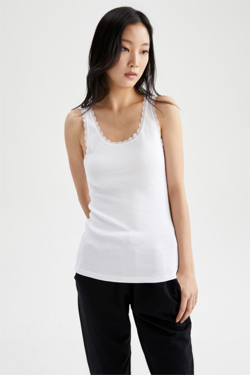 FEMME Blanc Débardeur en dentelle