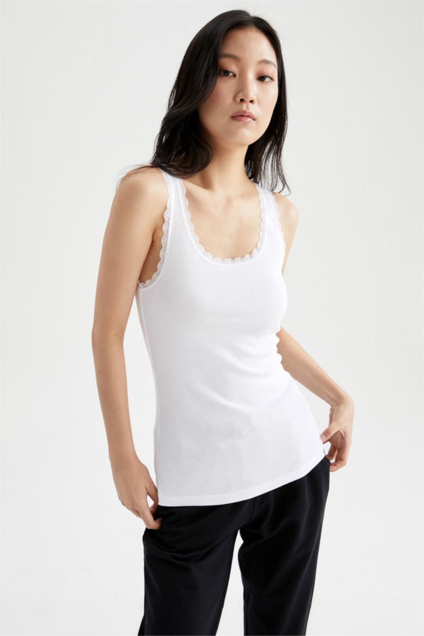 FEMME Blanc Débardeur en dentelle