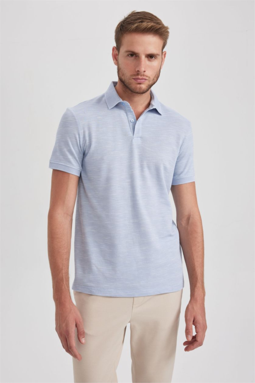 HOMME Bleu Polo Coupe Moderne Col Polo