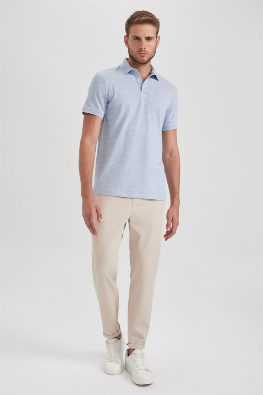 HOMME Bleu Polo Coupe Moderne Col Polo
